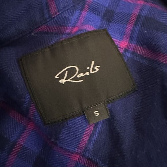 Rails Hunter Button Up Flannel In Plaid Top SMALL Azure & Scarlet - Picture 9 of 10